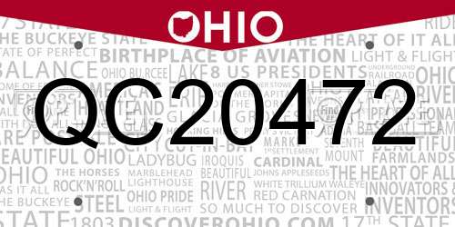 QC20472 Ohio License Plate