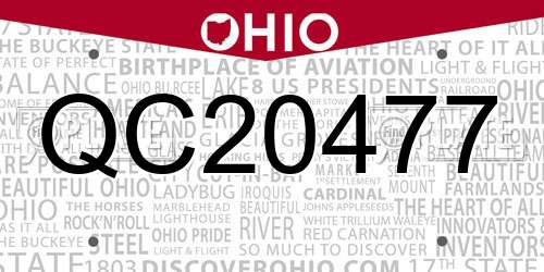QC20477 Ohio License Plate