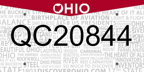 QC20844 Ohio License Plate