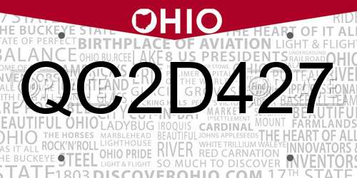 QC2D427 Ohio License Plate