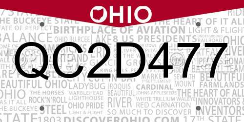 QC2D477 Ohio License Plate