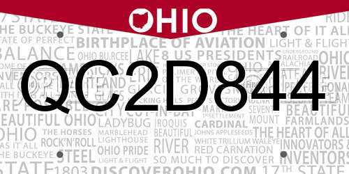 QC2D844 Ohio License Plate