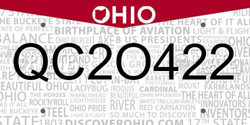 QC2O422 Ohio License Plate