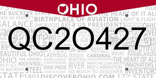 QC2O427 Ohio License Plate
