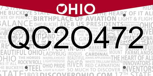 QC2O472 Ohio License Plate