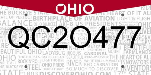 QC2O477 Ohio License Plate