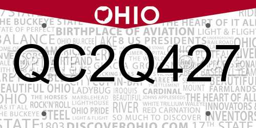 QC2Q427 Ohio License Plate