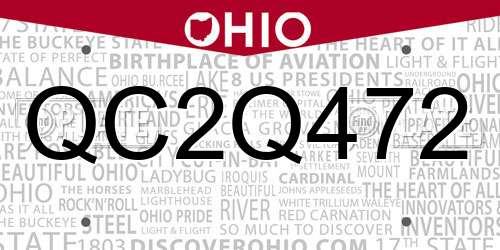 QC2Q472 Ohio License Plate