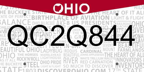 QC2Q844 Ohio License Plate