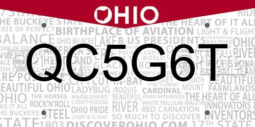 QC5G6T Ohio License Plate