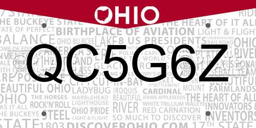 QC5G6Z Ohio License Plate