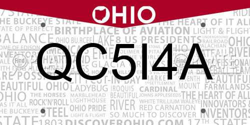 QC5I4A Ohio License Plate