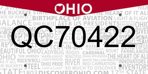 QC70422 Ohio License Plate