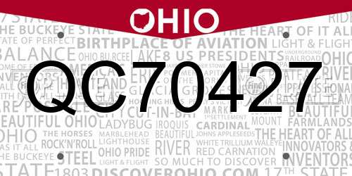 QC70427 Ohio License Plate