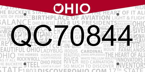 QC70844 Ohio License Plate