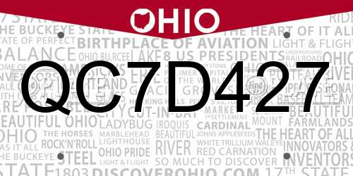 QC7D427 Ohio License Plate