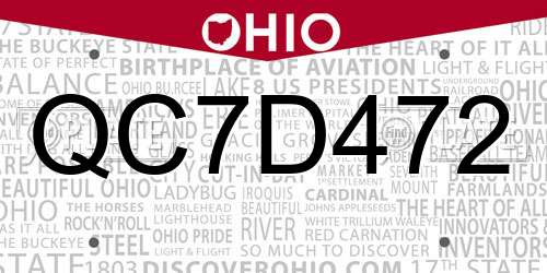 QC7D472 Ohio License Plate