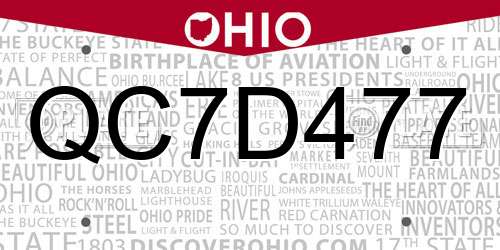 QC7D477 Ohio License Plate