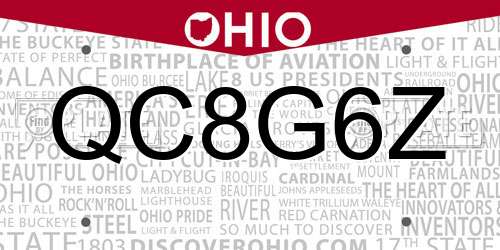 QC8G6Z Ohio License Plate