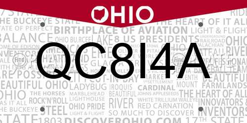 QC8I4A Ohio License Plate