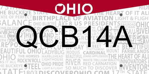 QCB14A Ohio License Plate