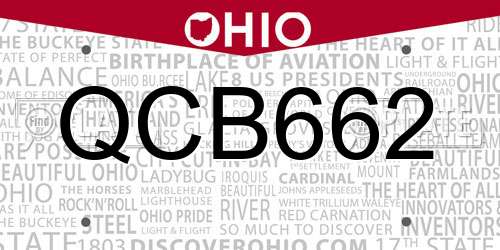 QCB662 Ohio License Plate