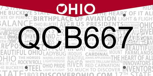 QCB667 Ohio License Plate