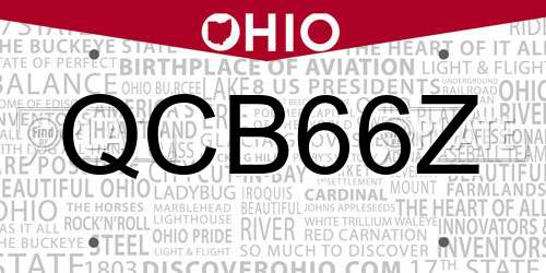 QCB66Z Ohio License Plate