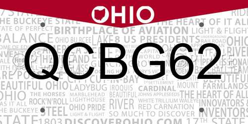 QCBG62 Ohio License Plate