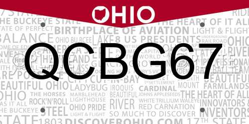 QCBG67 Ohio License Plate