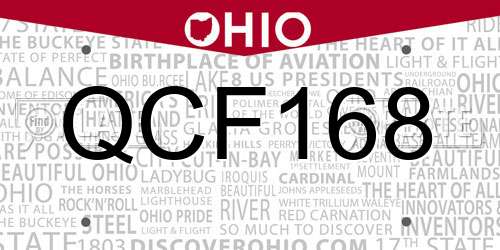 QCF168 Ohio License Plate