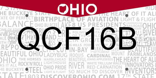 QCF16B Ohio License Plate