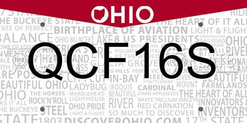 QCF16S Ohio License Plate