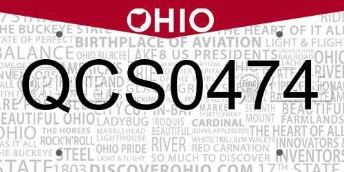 QCS0474 Ohio License Plate