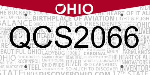 QCS2066 Ohio License Plate