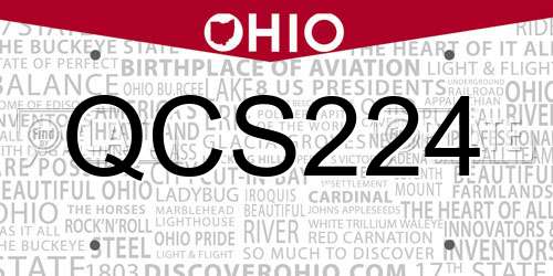 QCS224 Ohio License Plate