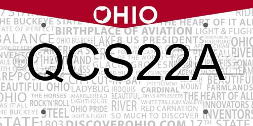 QCS22A Ohio License Plate
