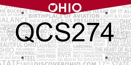 QCS274 Ohio License Plate