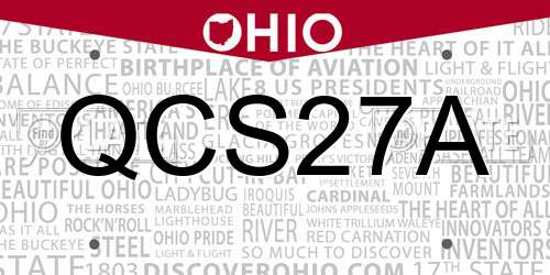 QCS27A Ohio License Plate