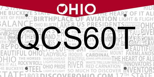 QCS60T Ohio License Plate