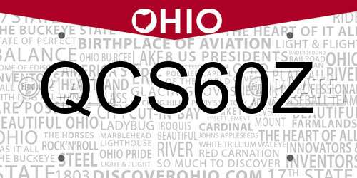 QCS60Z Ohio License Plate