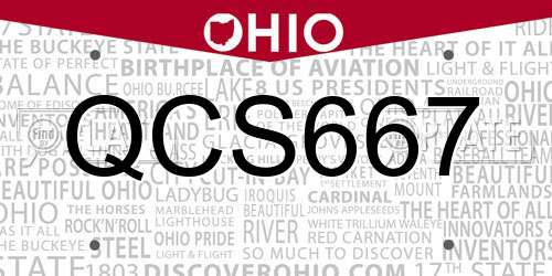 QCS667 Ohio License Plate