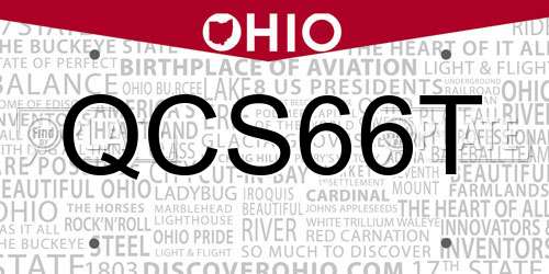 QCS66T Ohio License Plate