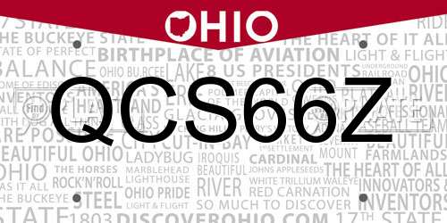QCS66Z Ohio License Plate