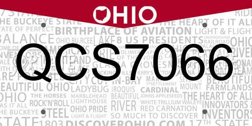 QCS7066 Ohio License Plate