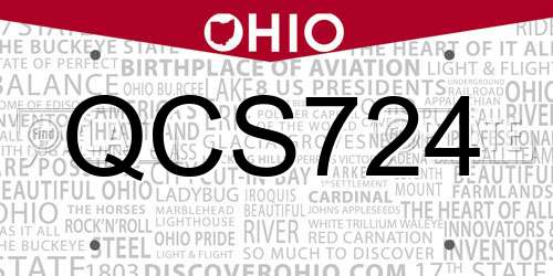 QCS724 Ohio License Plate