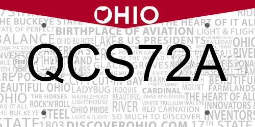 QCS72A Ohio License Plate