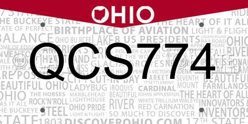 QCS774 Ohio License Plate