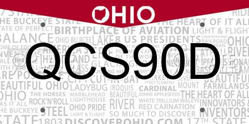 QCS90D Ohio License Plate