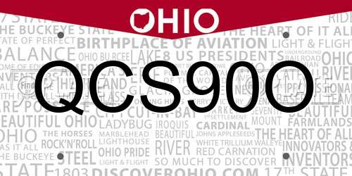 QCS90O Ohio License Plate
